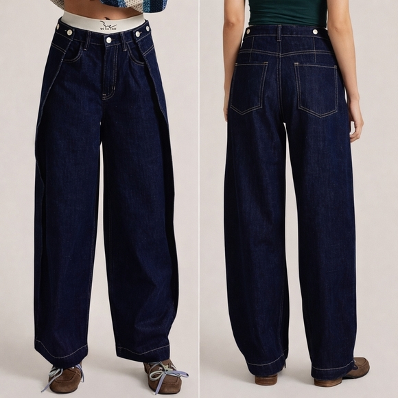 Free People High Street Wide Leg Jeans Boutique Blue Size 29 NWT